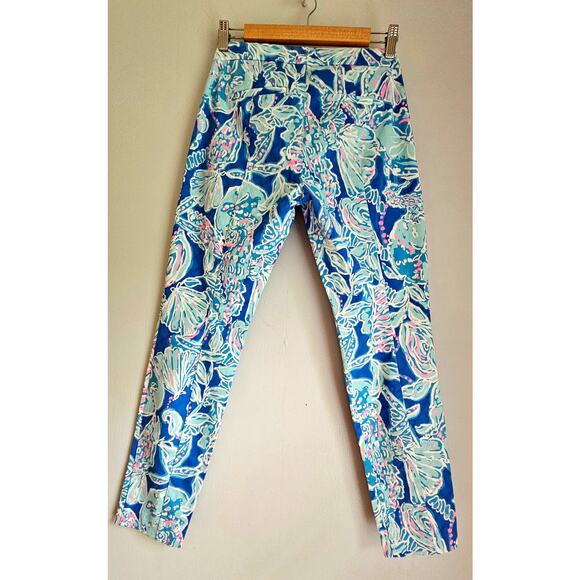 Lilly Pulitzer Textured Kelly Ankle Pants Bay Blue Into The Deep Women's Size 2 - Picture 2 of 11